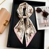 Korean Version of Rabbit Long Silk Scarf Streamer Women's Spring and Autumn New Scarf Double-layer Double-sided Decorative Scarf Handle Tied Bag