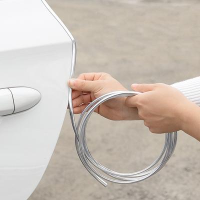5M Car Door Edge Scratch Protector DIY Silver Moulding Trim Strips Exterior Car Chrome Body Strip Bumper Auto Door Protector