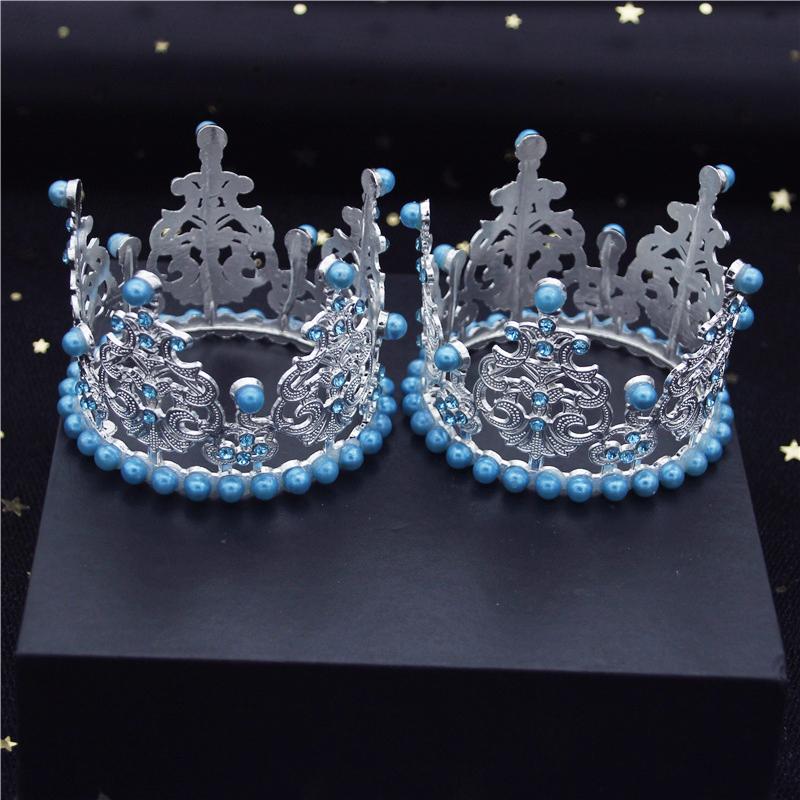 Metal Pearls Tiaras Little Crown Brithday Cake Baking Decorative Head Jewelry Children's Small Diadem Bridal Wedding Ornaments