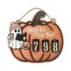 Double-layer Wood Chip Tech Halloween Ghost Pumpkin Reading Tracker Wooden Hanging Sign, Sliding Number Counter for Book Read This Year, Decoration