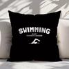 1pc Fun Swimming Theme Pillowcase/Cushion Cover, Double-Sided Print, Suitable for Living Room Sofa, Bedroom, Gym Decoration, 2D Flat Design, Soft Shor