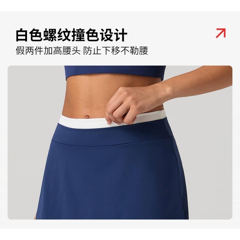 Women High Waist Color Block Golf Tennis Skirt Anti Chafe Padded Cycling Short