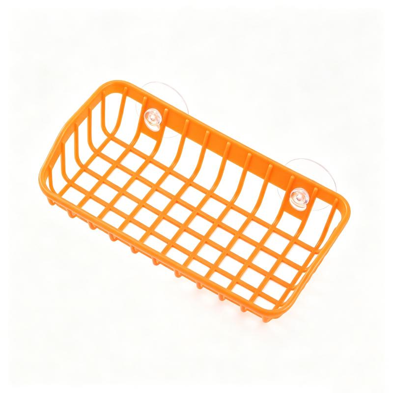 Multifunctional Double Suction Cup Kitchen Sink Drain Basket Hollow Plastic Sponge Soap Dish Storage Rack for Home