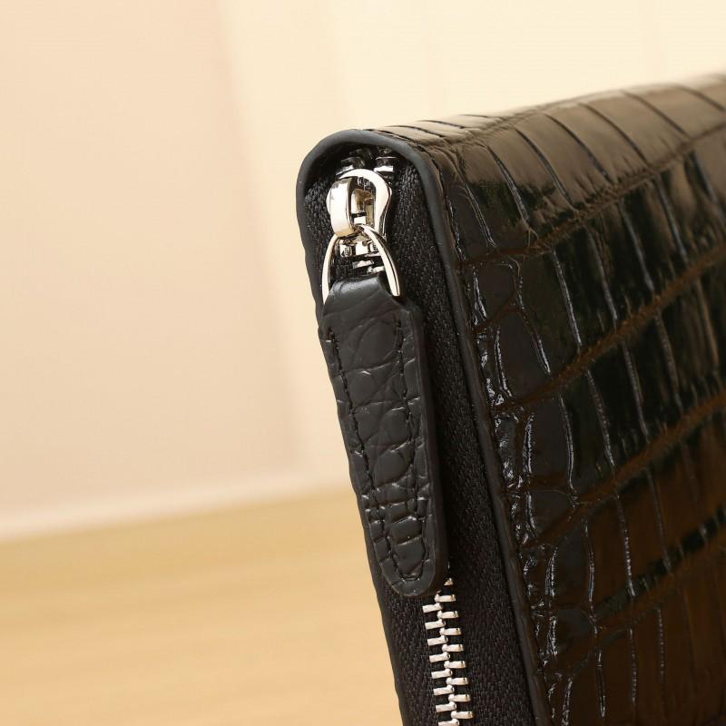 New Men's Crocodile Pattern Handbag High End Large Capacity Fashion Wallet Multi Card Mobile Bag Trendy