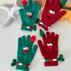 Christmas Gloves with Santa Hat Decors Soft And Warm Breathable Elastic Wrist Gloves for Shopping & Festival Gatherings