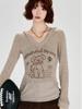 American Chic Slim-Fit Long-Sleeve Little Dog Hoodie for Women - Early Autumn Design