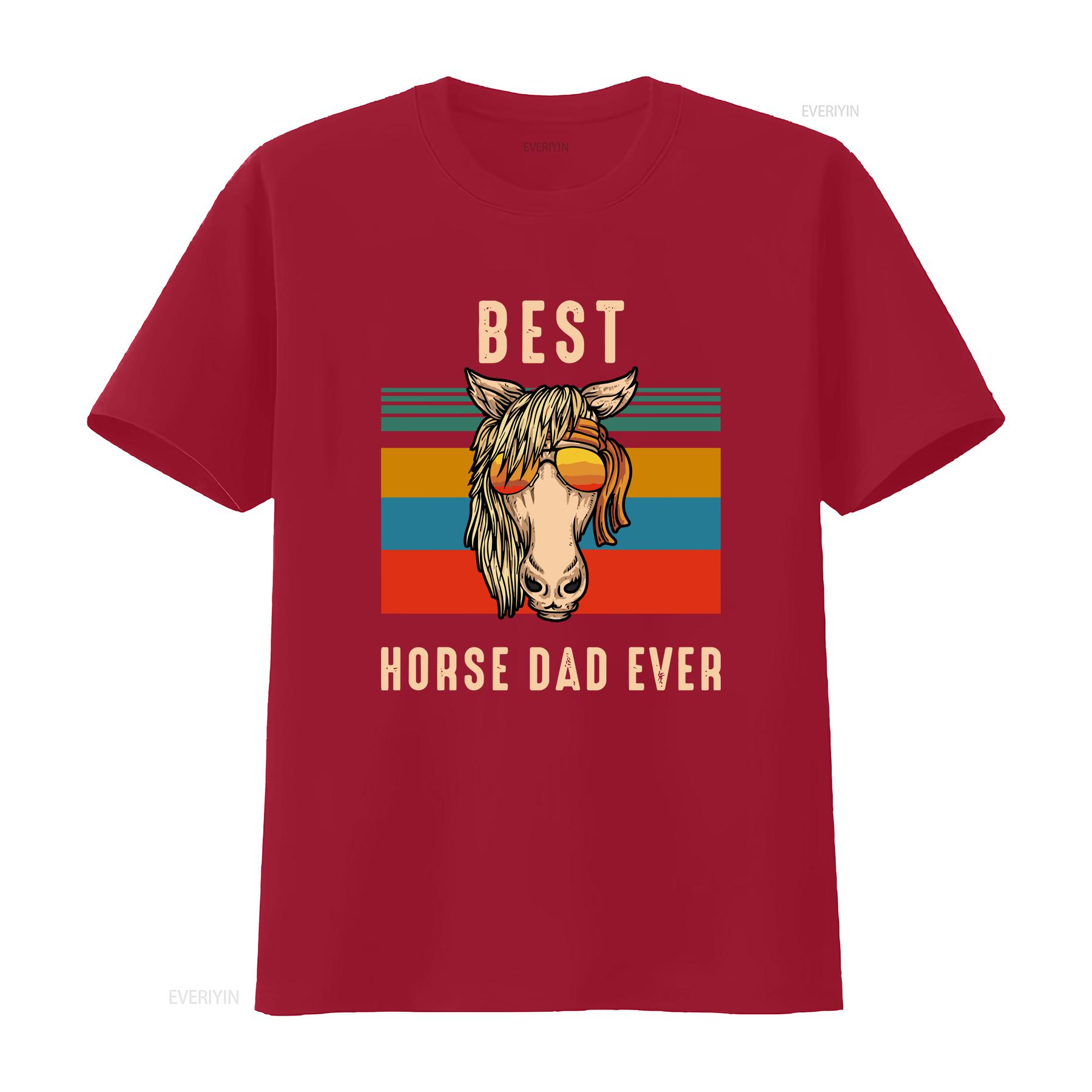 Best Horse Dad Ever T Shirt Funny Father For Farmer Lover vintage Washed Comfortable Casual Stretched Unisex S