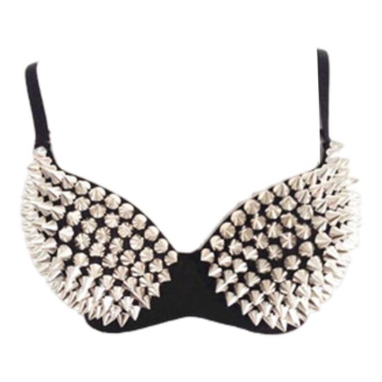 

Женский бюстгальтер для выступлений с заклепками, декором, длинной кисточкой, бретельками-спагетти, для ночного клуба, вечеринок, стриптиза, шоу, коктейльных вечеринок S