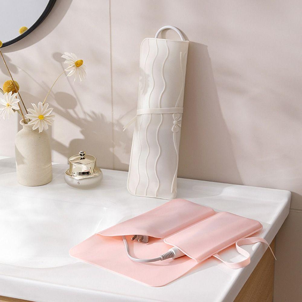 Folding Straightener Storage Pouch 2 In 1 Heat Resistant Mat Travel Case