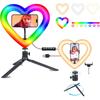 10" RGB Ring Light with Tripod Stand and Phone Holder,Selfie Ring Light with 47 Color Modes,Desk Ring Light for iPhone&Android,Computer/Desktop/Video