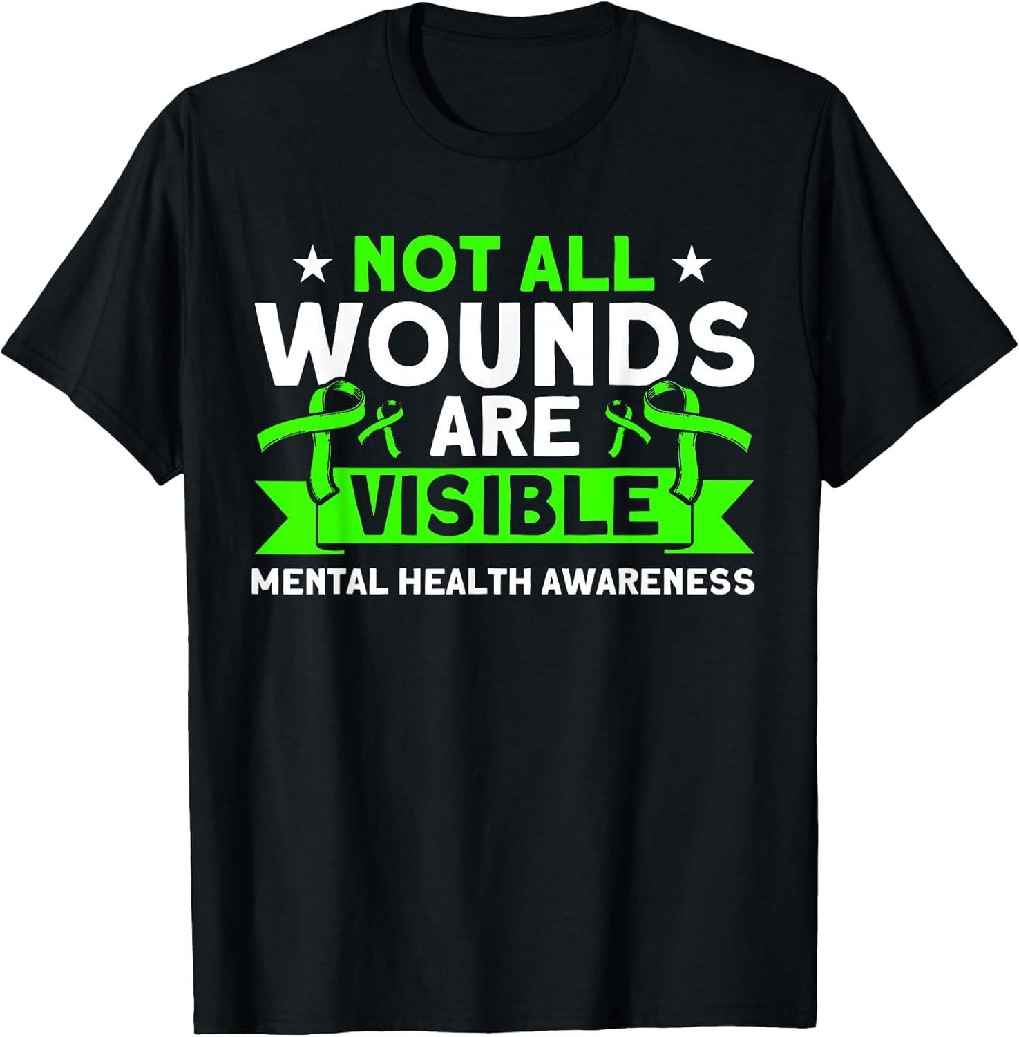 NEW Mental Health Not All Wounds Visible Mental Health T-Shirt S разноцветный