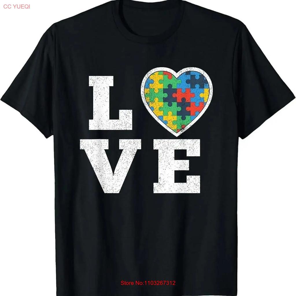 Love Puzzles Autism Awareness Autistic Support T Shirt Vintage Top For Everyday Wear Streetwear Slightly Fashion Soft