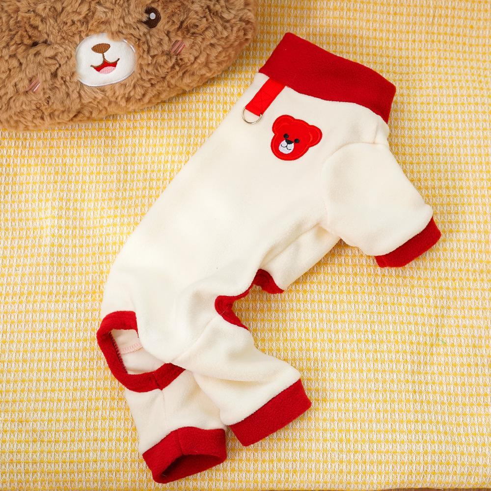 Pet British short, small and medium dog, cat clothes, autumn and winter dog fleece contrasting colors, tractable cat supplies clothing