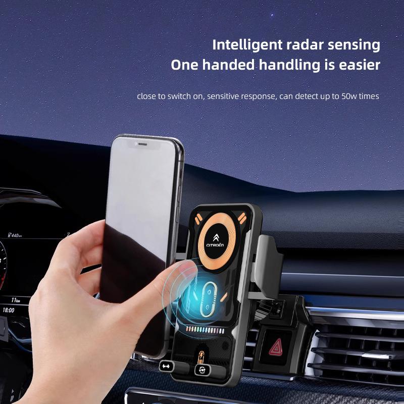 Punk Mechanical Style Phone Holder Car Electric Wireless Charging Board For Citroen C4 C3 C5 C5X e-C4 X e-C3 C-Elysee C1 C6 C2 akr256