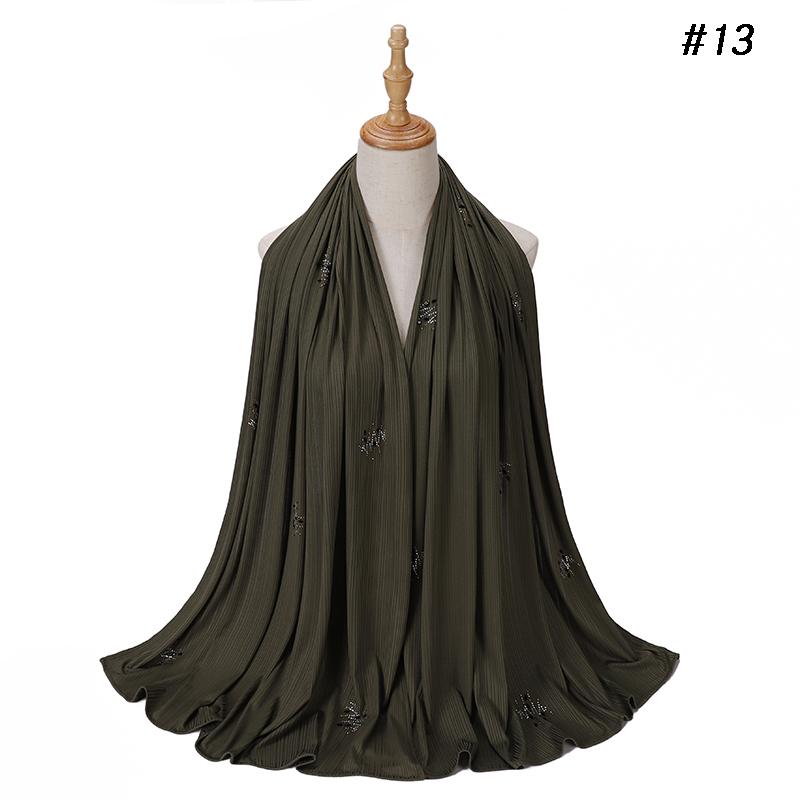 Ribbed Jersey Hijab Soft Breathable Stretch Scarf Shiny Sequins Muslim Shawls Wraps Islamic Headscarf Foulard