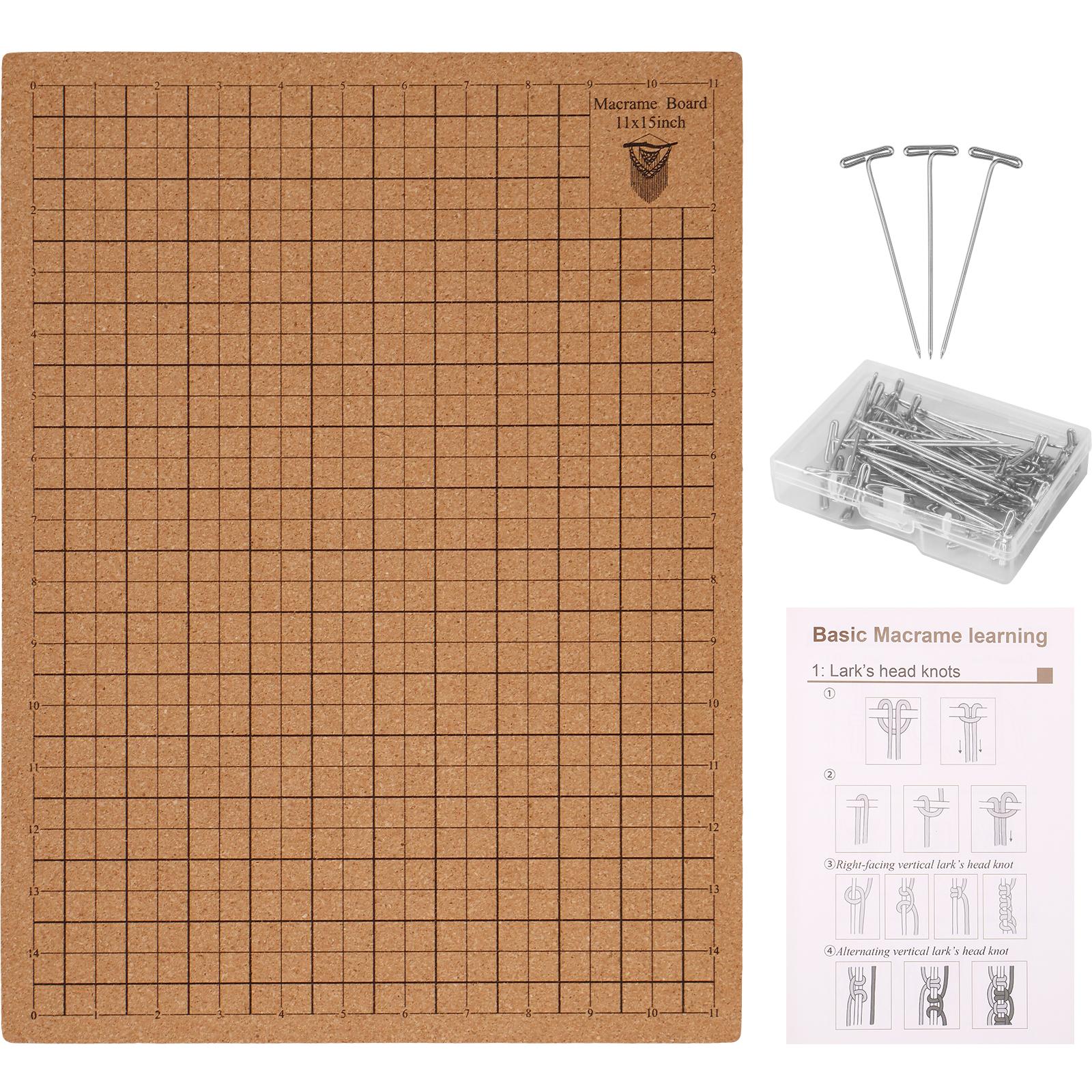 Macrame Board with Pins Double Side Macrame Project Board with Grids  Portable Braiding Board DIY Knitting Crocheting Tool Set
