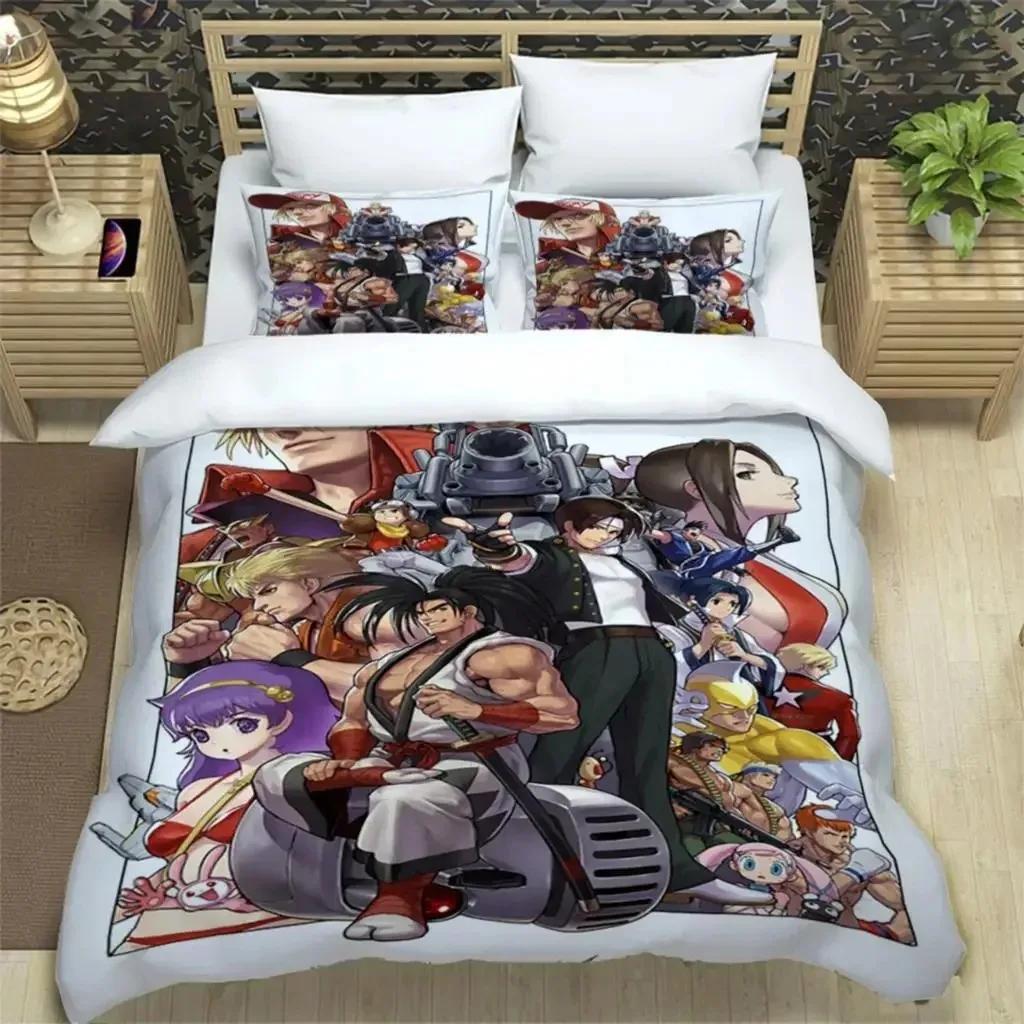 KOF Anime Art Print Three Piece Bedding Set Fashion Article Boys Or Adults For Beds Quilt Covers Pillowcases Bedding Set