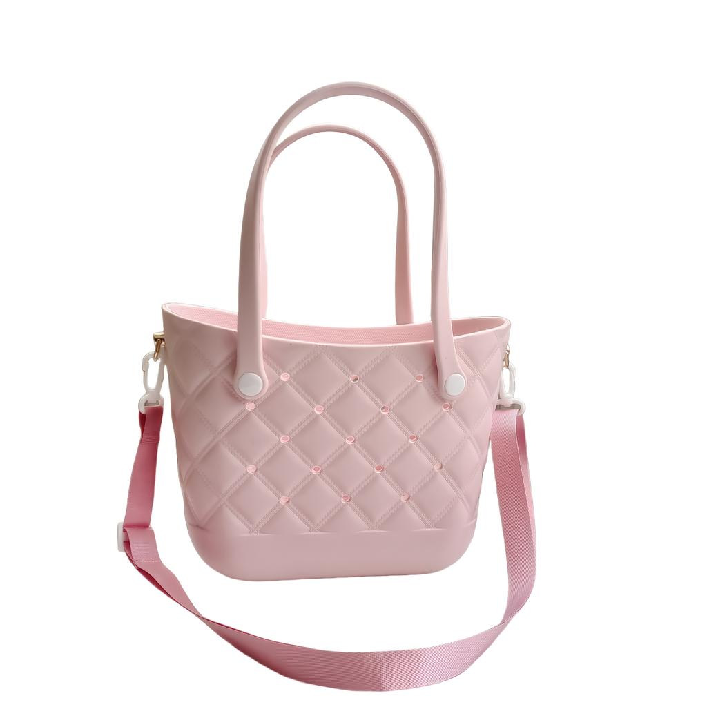 Crossbody bag EVA solid color hole bag storage bag vegetable basket beach bag fashionable hollowed-out travel handbag