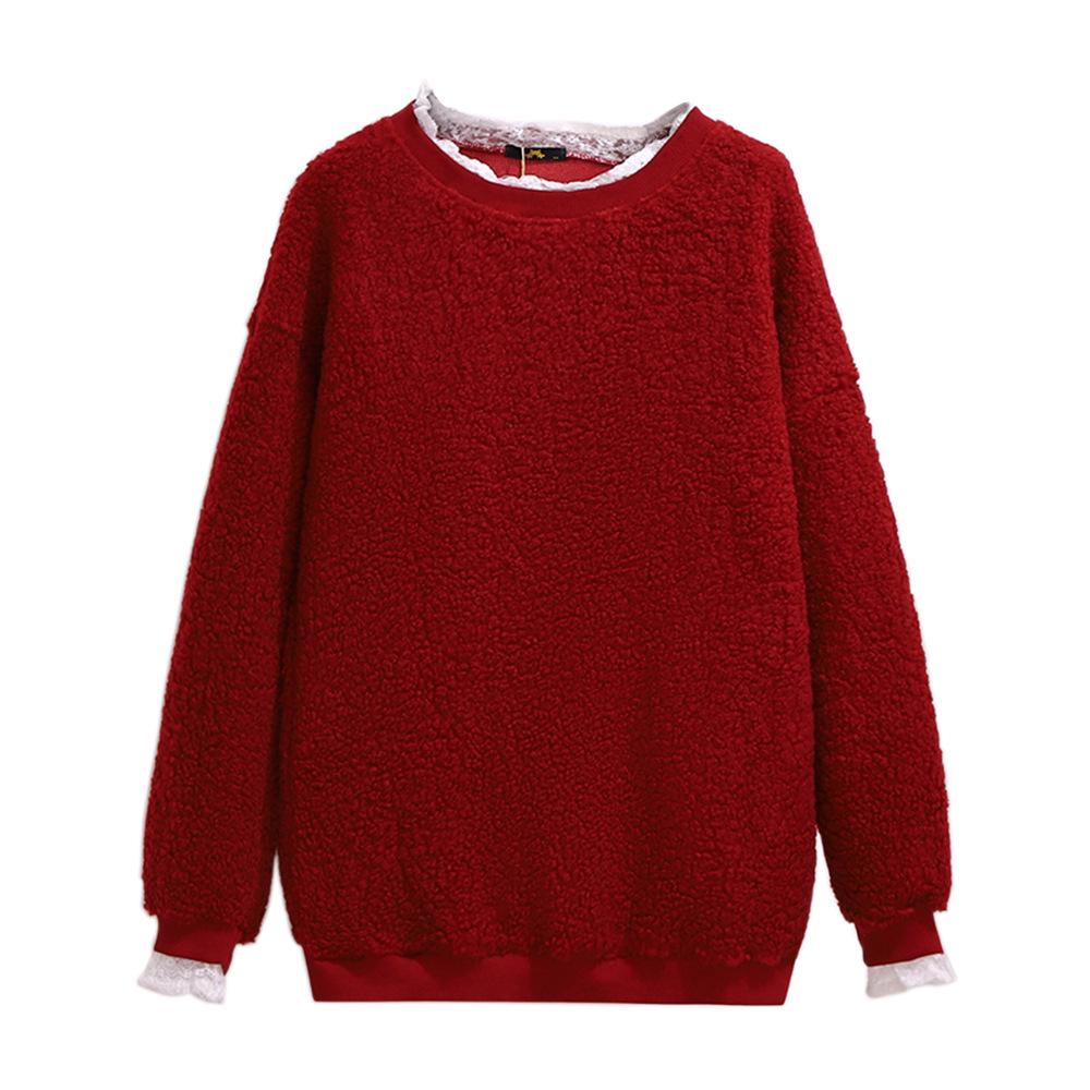 

Plus Size Women s Polar Fleece Sweatshirt, 130-320 jin, Two-Piece Look, Red, Autumn/Winter 3XL (160-190 jin) темно-красного