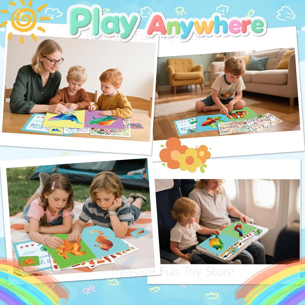 3D Animal Jigsaw Puzzle Stickers Creative Geometric Collage Art Set Diy Handmade Stickers Focus Development Educational Toys