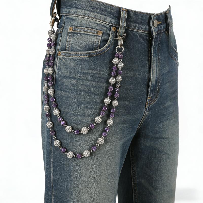 1pc Disco Ball Rhinestone Wallet Chain Hip Hop Fashion Jewelry Pendant Cluster Pants Jean Pocket Belt Chain for Men Gifts