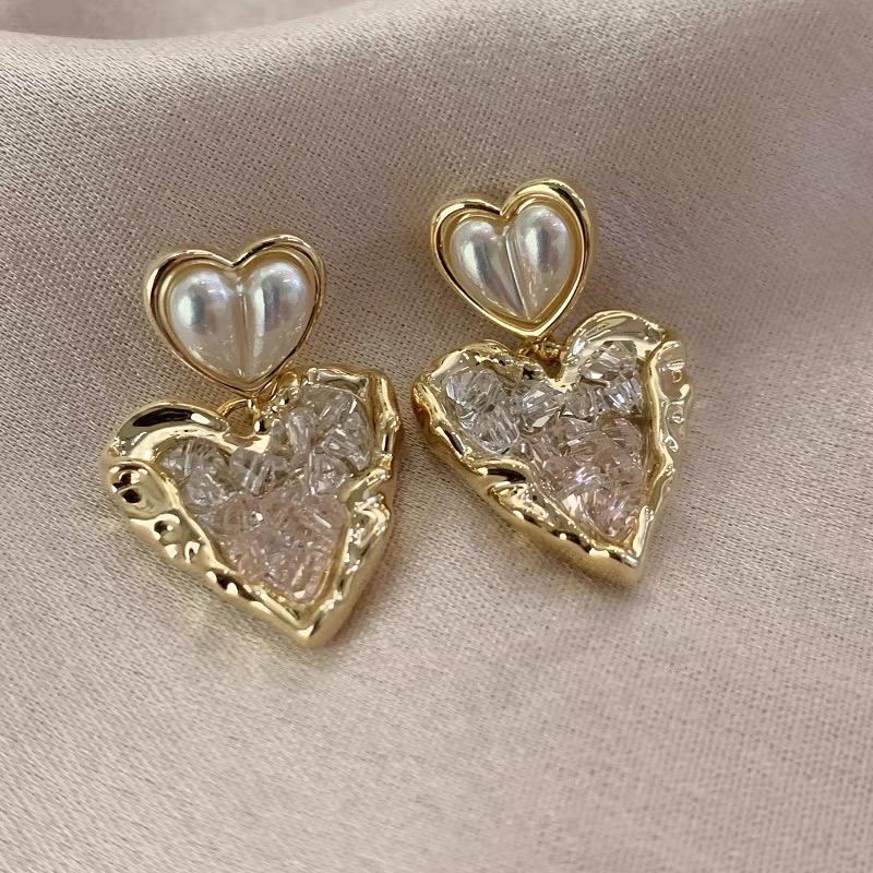 Luxus Kristall Herz Liebe Ohrstecker Für Frauen Mädchen Französisch Ins Vintage 2025 Mode Koreanisch Hochzeit Romantischer Schmuck Geschenke