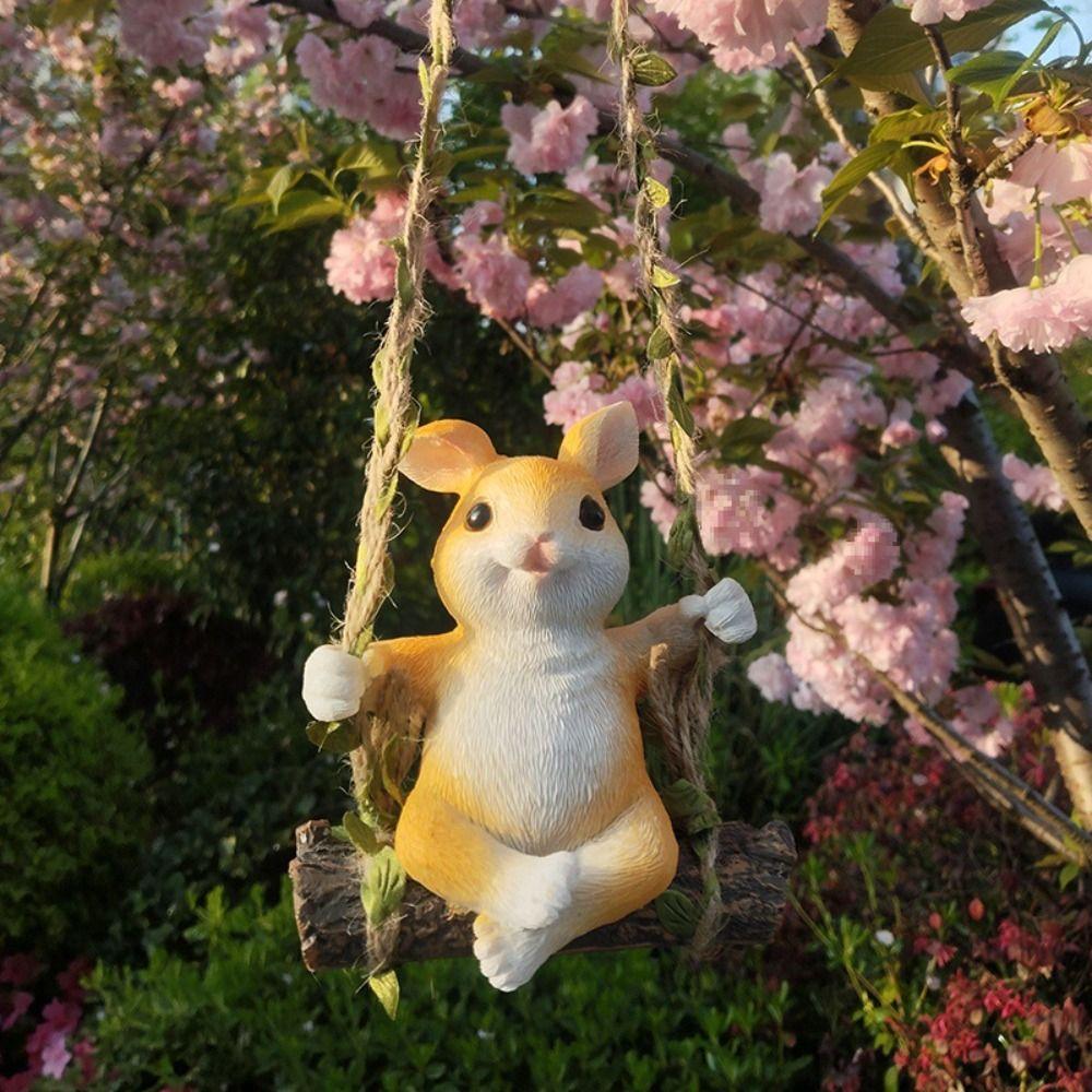Garden Landscape Bunny Statue Resin Crafts Rabbit Sculpture  Home Decoration