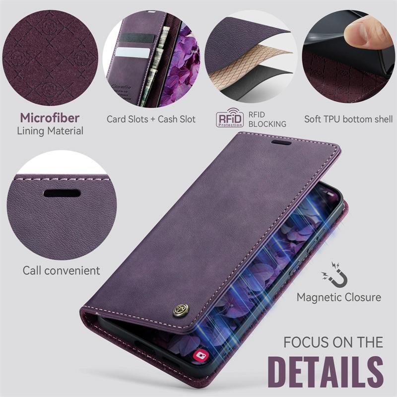 CaseMe Magnetic Flip Leather Phone Case for Samsung Galaxy S26 Plus S25 Edge S24 FE S23 S22 S21 Ultra A17 Wallet Card Cover Etui