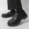 Men's Thick-Soled Patent Leather Height-Increasing Loafers with Chunky Heel