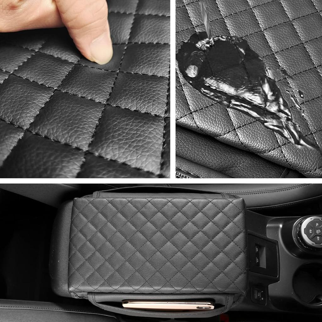 Center Console Armrest Cover for Ford Bronco Accessories 2021 2022 2023 2024 2/4-Door with Leather Side Pockets Interior Accessories Prevent