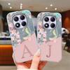 Initial Letter A Z Case For Xiaomi Redmi 13T 14T  Note 13 14 Pro Plus 5G Poco X6 Cover Pink Flowers Silicone Back Fundas Bumper