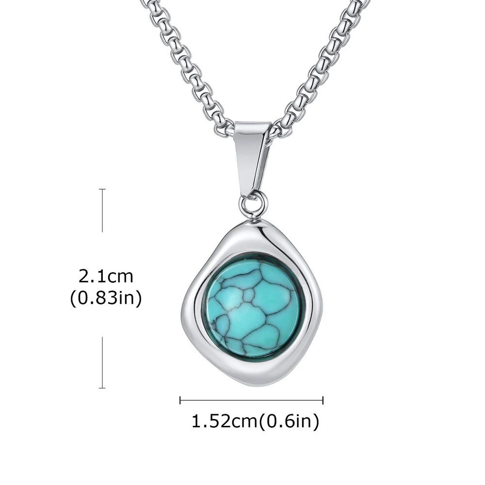 

Vnox Stainless Steel Turquoise Square Pendant Necklace for Men Women, Geometric Collar Gift with Box Chain 50 55 60cm Jewelry 50cm