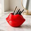 Modern Home Office Decor Lip Shaped Storage Holder, 3D Printed Red Sculpture Vase, Artistic Unique Desk Stationery Holder Desktop Organizer for