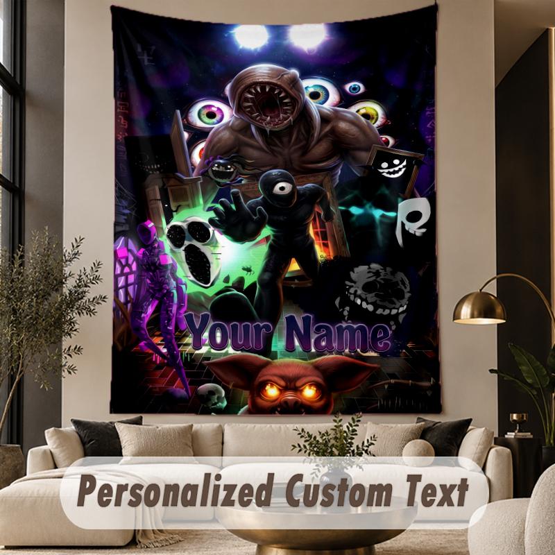 Custom Text Printed Tapestry Doors Pattern Large Wall Hanging Indoor Room Decor