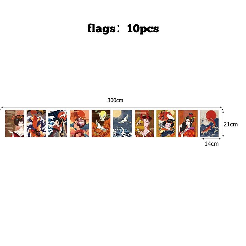 Hanging String Flags Japanese Style Sushi Restaurant Bunting Banners Izakaya Food Theme Restaurant Tea House Decoration