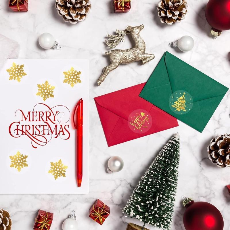 500Pcs Party Christmas Gift Wrapping Label Scrapbook Cute Stationery Decals Round Transparent Christmas Snowman Stickers