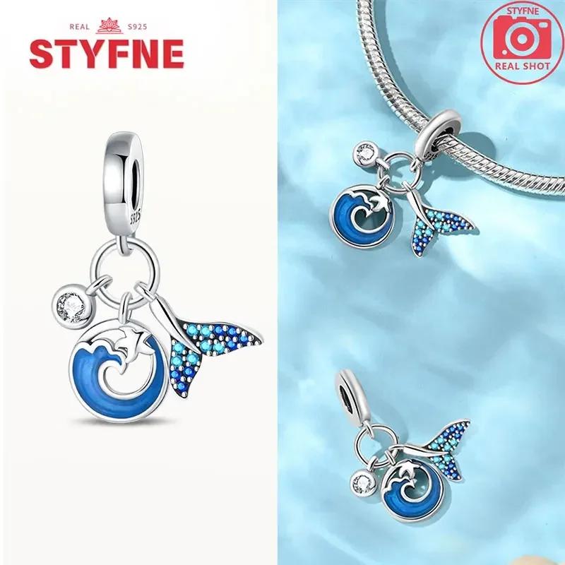Women Bracelet Diy Fine Jewelry Gifts Original Charms Beads Copper Ocean Series Blue Turtle Starfish Shell Pendants