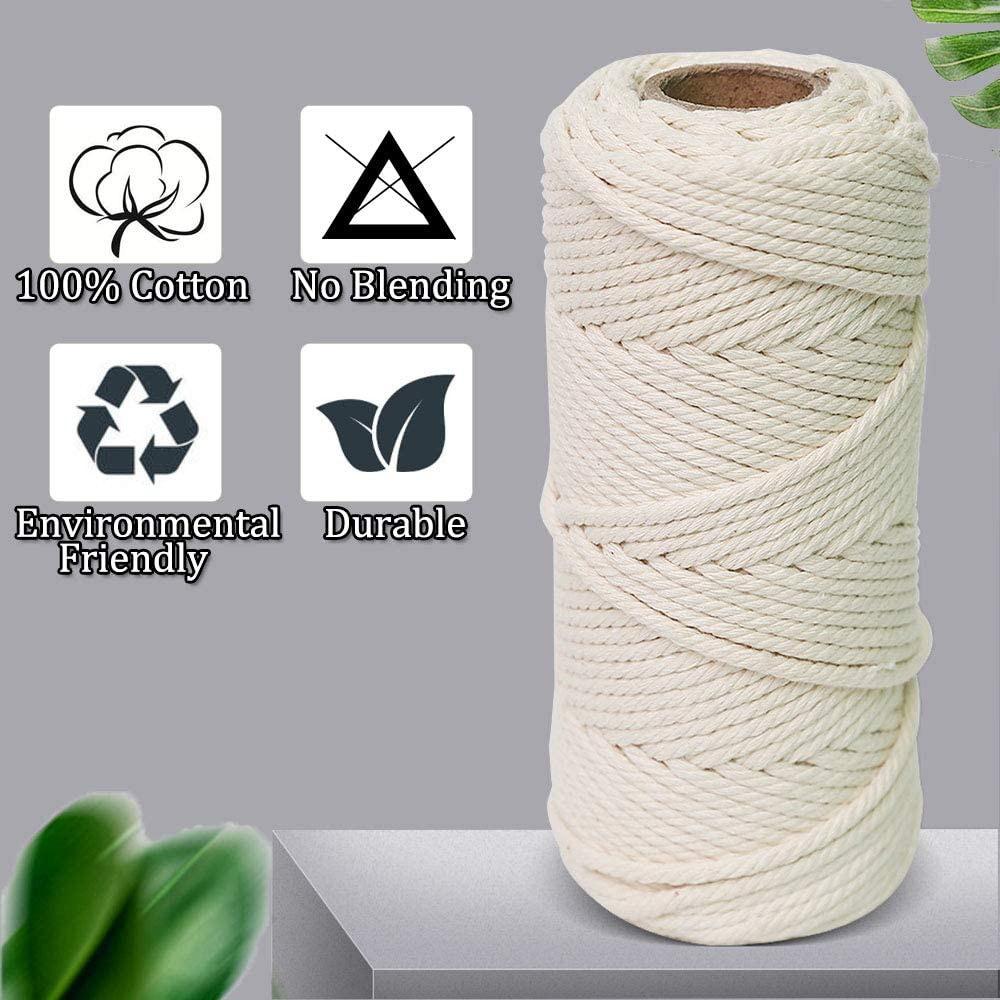 Macrame Cotton Cord Natural Cotton Rope Twisted Soft Cotton Cord String DIY Wall Hanging Plant Hangers Craft Knitting Craft Cord