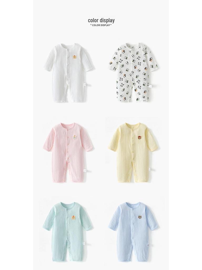 Bawełniany body dla noworodka: Piżama z długim rękawem, bez metki, na lato