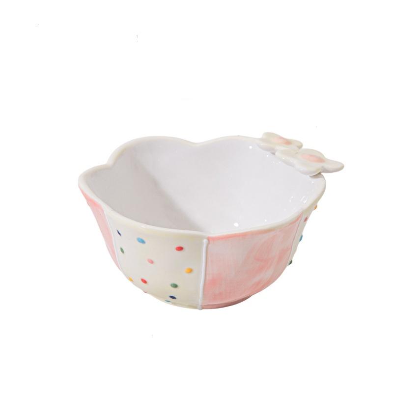 Factory Direct Lelyi Ins Cartoon Cute Girlish Ceramic Bowl High-value Fresh-style Cereal Bowl