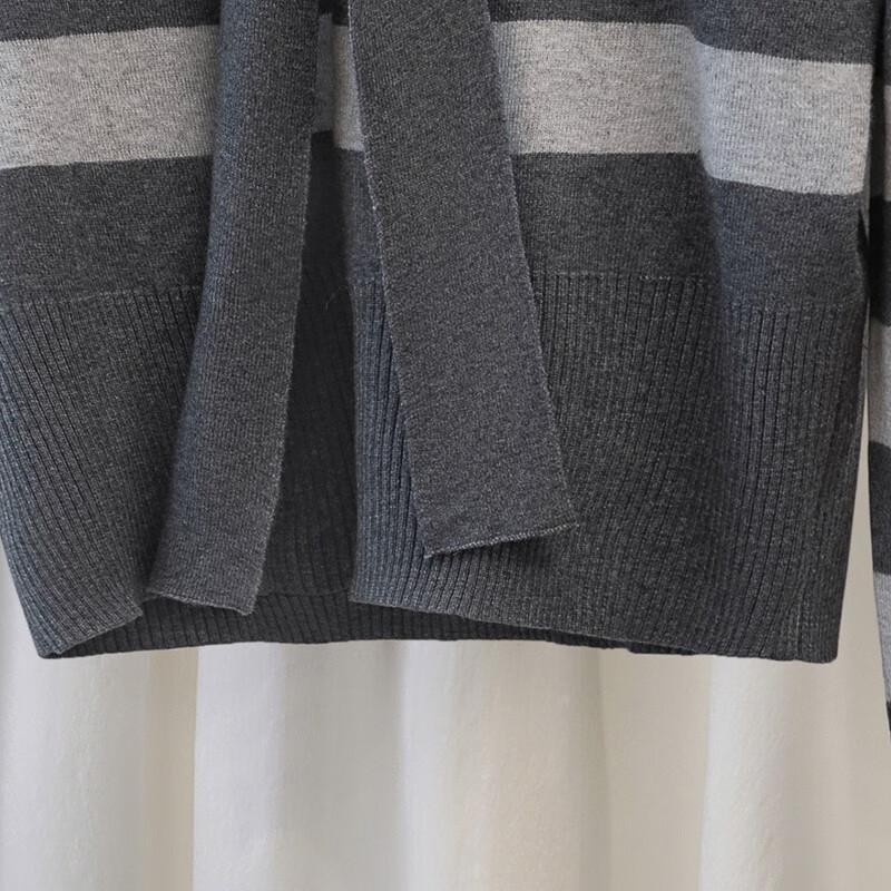 Women's Color-block Stripe Long-sleeve Knit Sweater