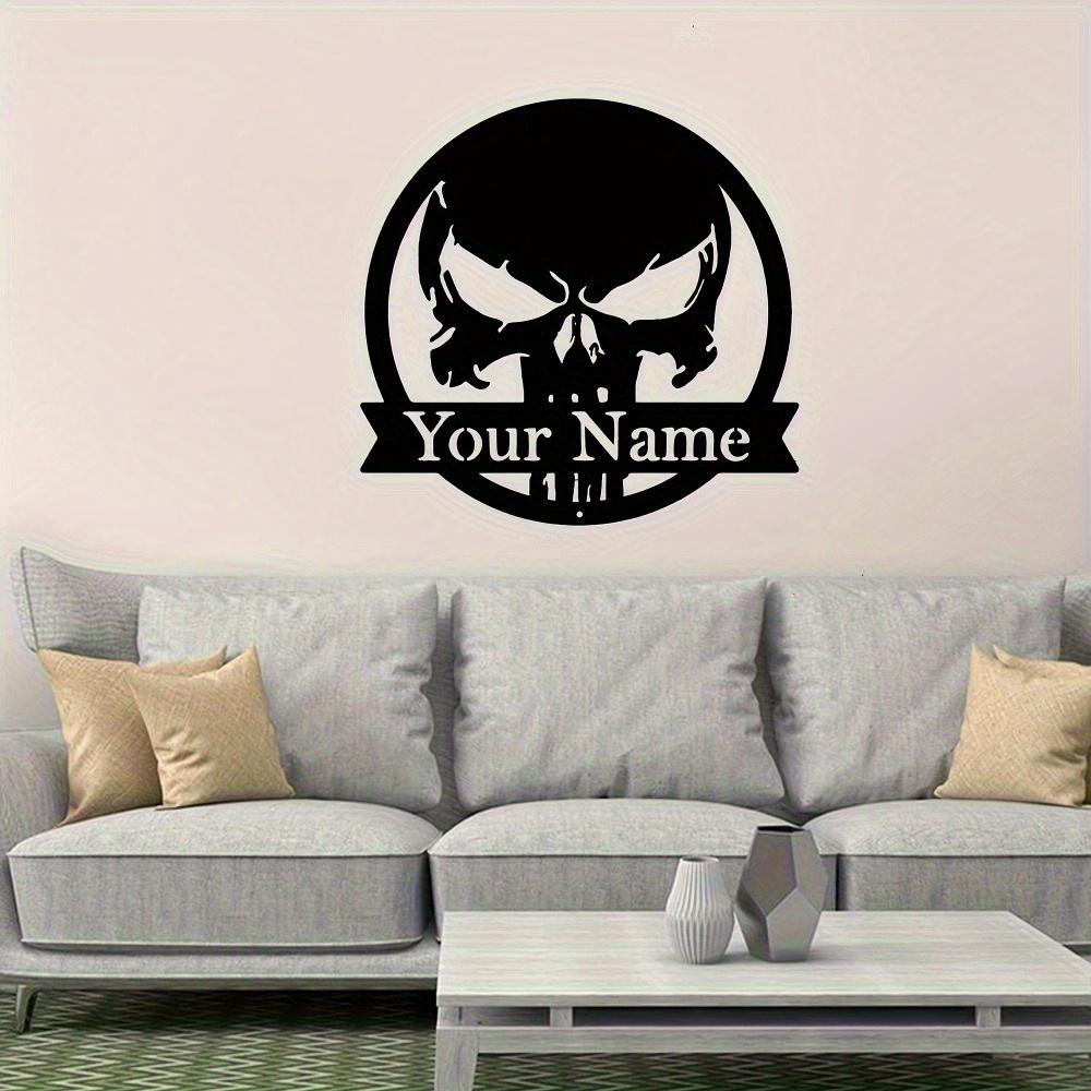 Custom Name Skull Metal Sign, Vintage Horror Wall Art, High-Temp Painted Skeleton Decor for Halloween & Gifts, No Power Needed