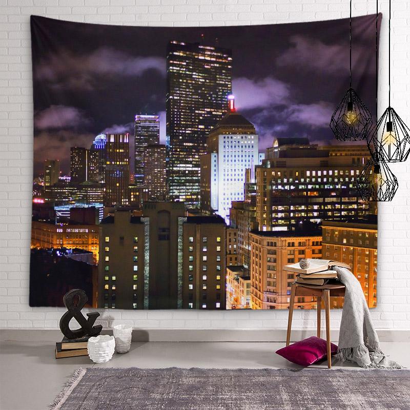 Scenic Spots City Building Night Scene Tapestry Muslim Tapestry Lighting Aesthetics Tapestry Living Room Room Home Decoration
