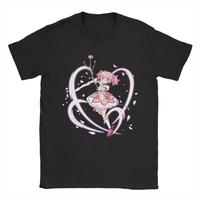 Vintage Mahou Shoujo Madoka T-Shirt for Men Round Neck Cotton T Shirt Madoka Magica Anime Short Sleeve Tee Shirt 6XL Tops