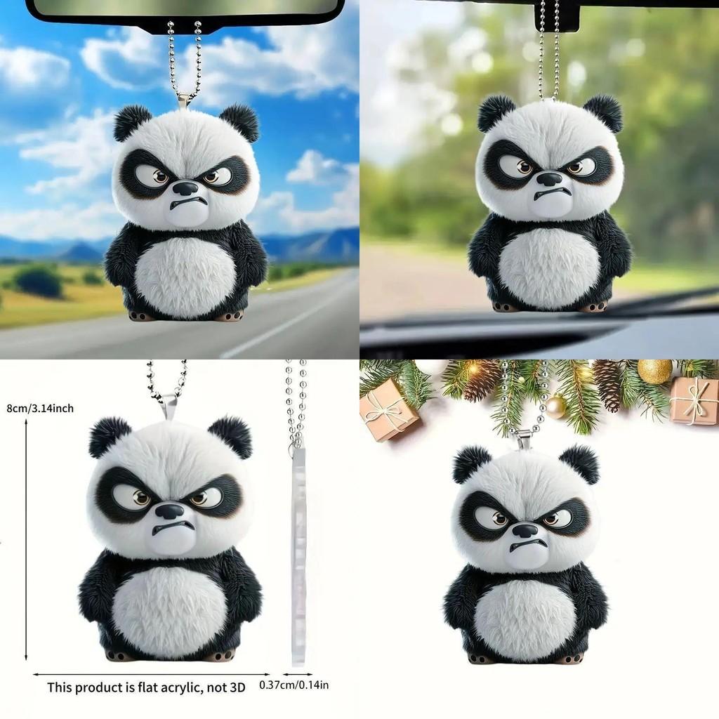 Panda Car Interior Decor Acrylic Car Mirror Ornament For Automotive Decoration And Gift