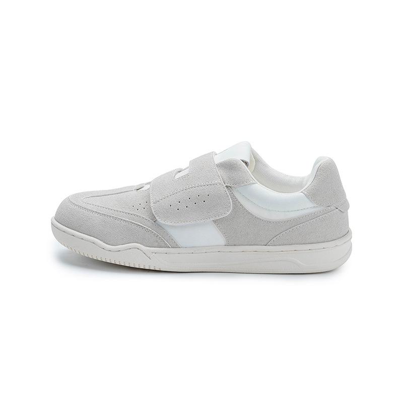 Cowhide version niche leather Velcro round head women's leisure sports style flat-bottomed versatile shoes