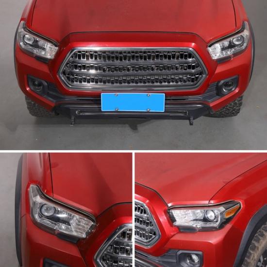 Piano Black Headlight Eyebrow Eyelid Strip Cover Trim For Toyota Tacoma 2016-22