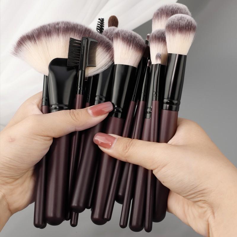 26pcs Makeup Brush Set Wooden Handle Long Brushes Powder Blush Foundation With Storage Bag