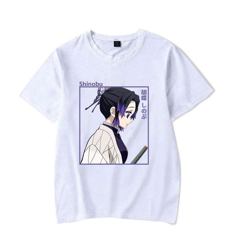 New Anime Kochou Shinobu Printed Women T-shirts Kochou Shinobu Short Sleeve Shirts Summer Round Neck Tee Shirt Casual Funny Top