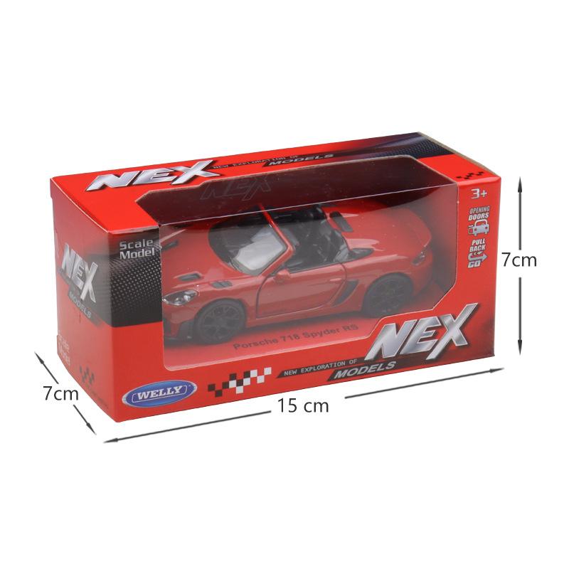 Welly 1/36 Porsche 718 Spyder RS Alloy Sports Car Model Diecast Metal Race Vehicle Car Model Simulation Collection Kids Toy Gift